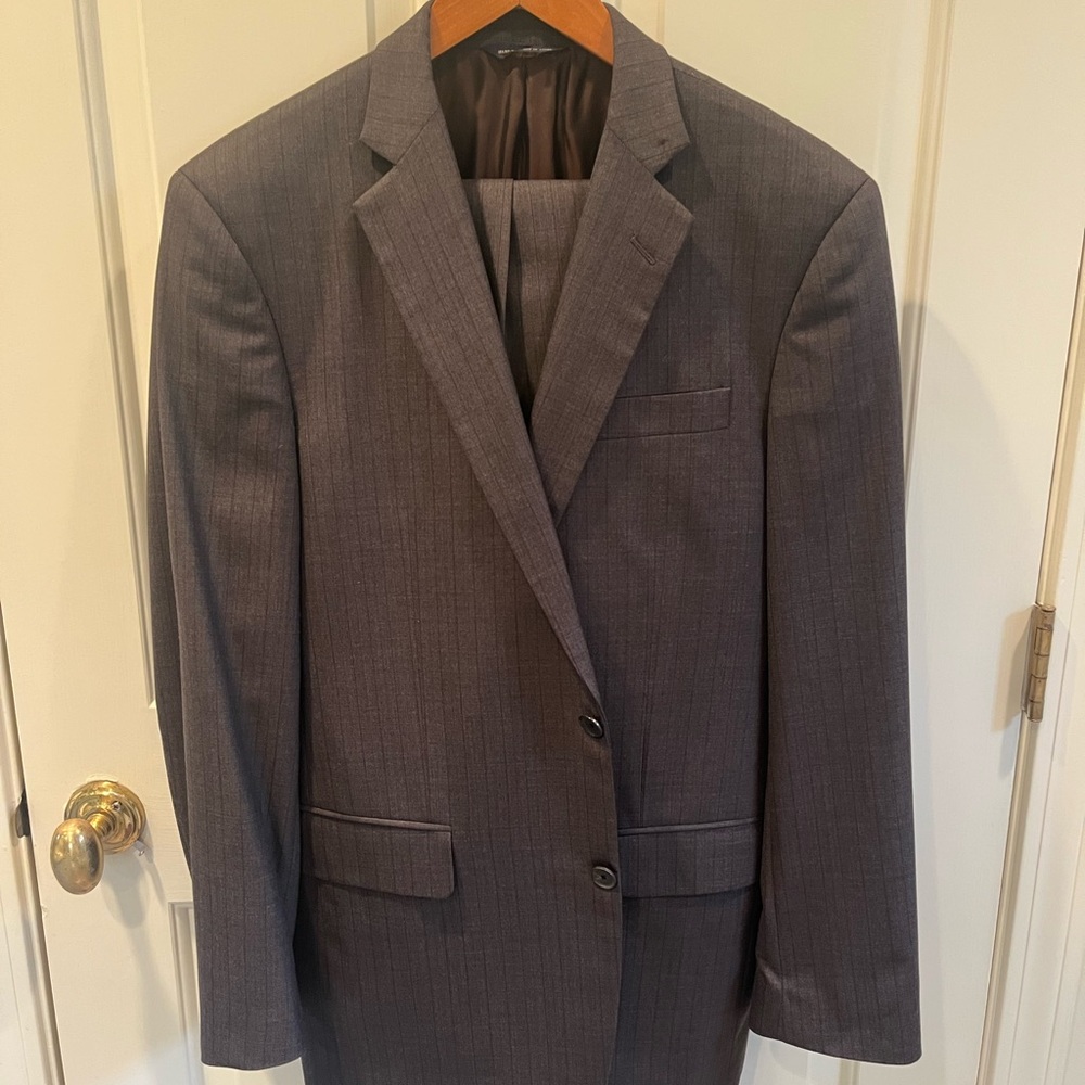 Brooks Brothers Golden Fleece 40L Gray/Brown Pinstriped Full Canvas Suit